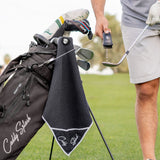 Golf Pocket Mag Towel - Black + Golf Club Water Brush Pro Bundle