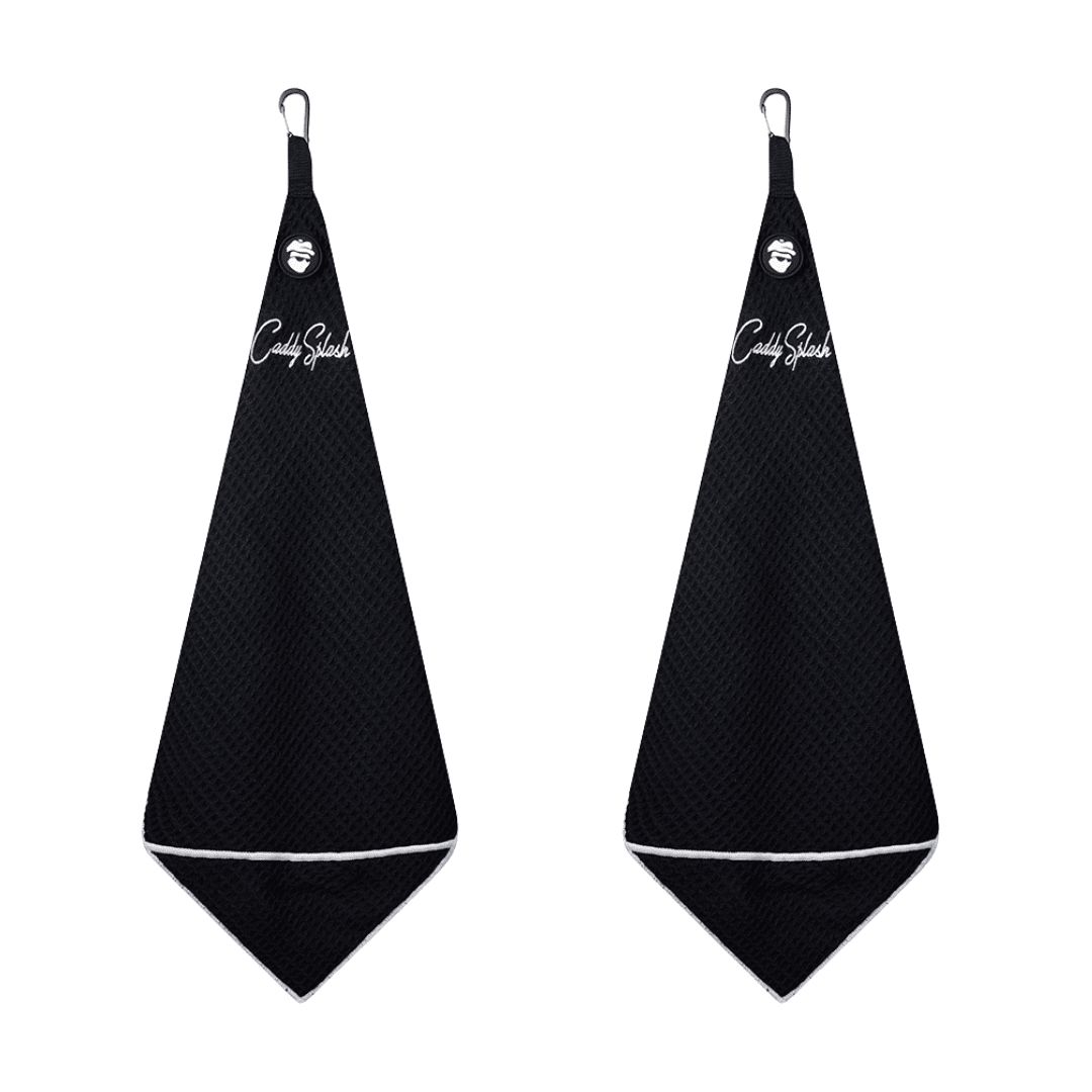 Magnetic Golf Towel with Ball Pocket - Black