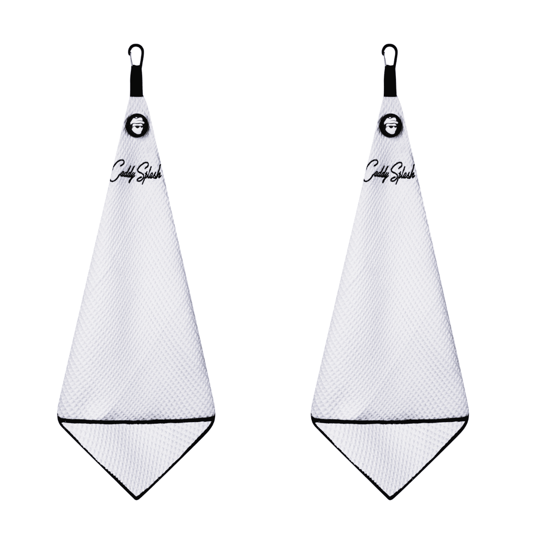 Magnetic Golf Towel with Ball Pocket - White