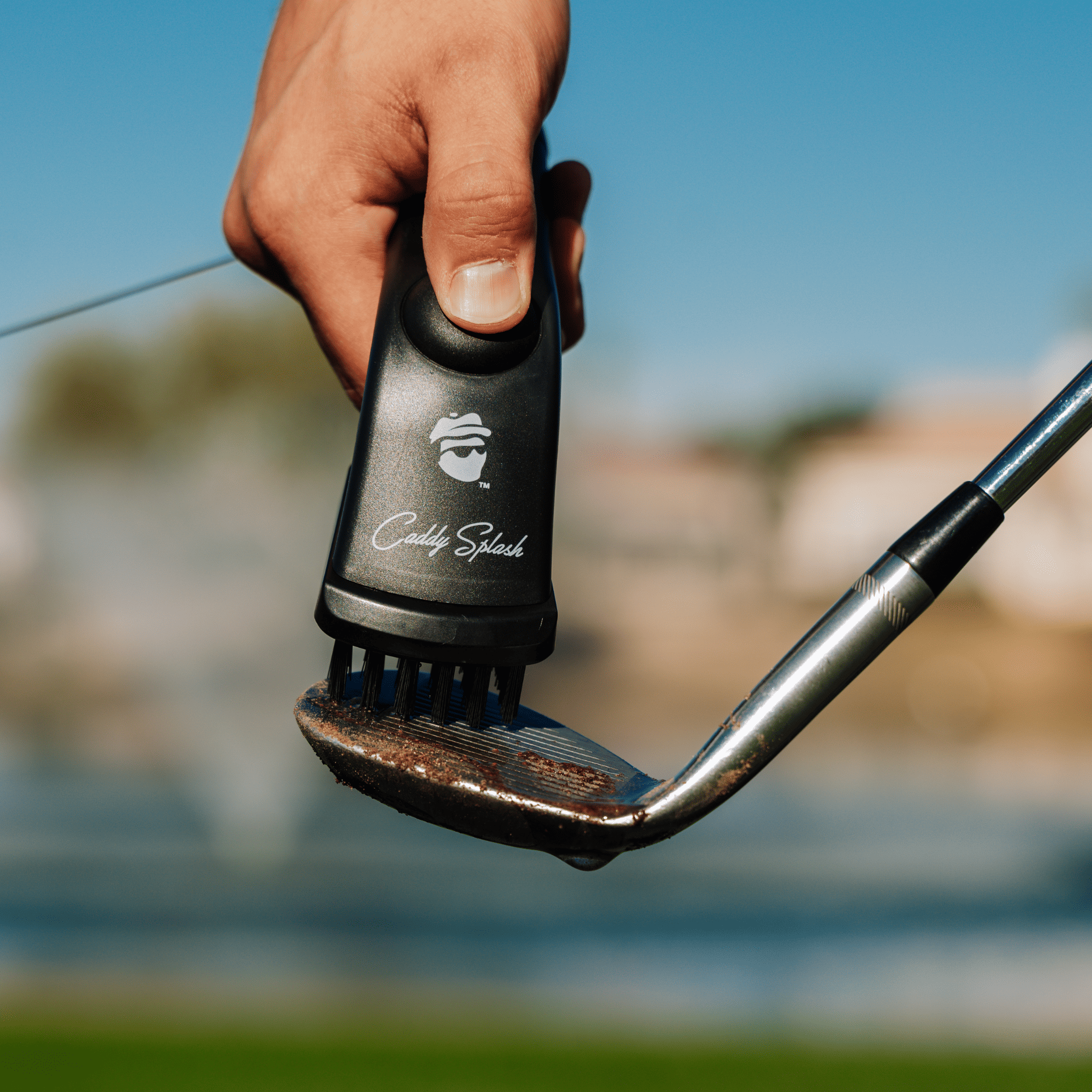 Golf Pocket Mag Towel - Black + Golf Club Water Brush Pro Bundle