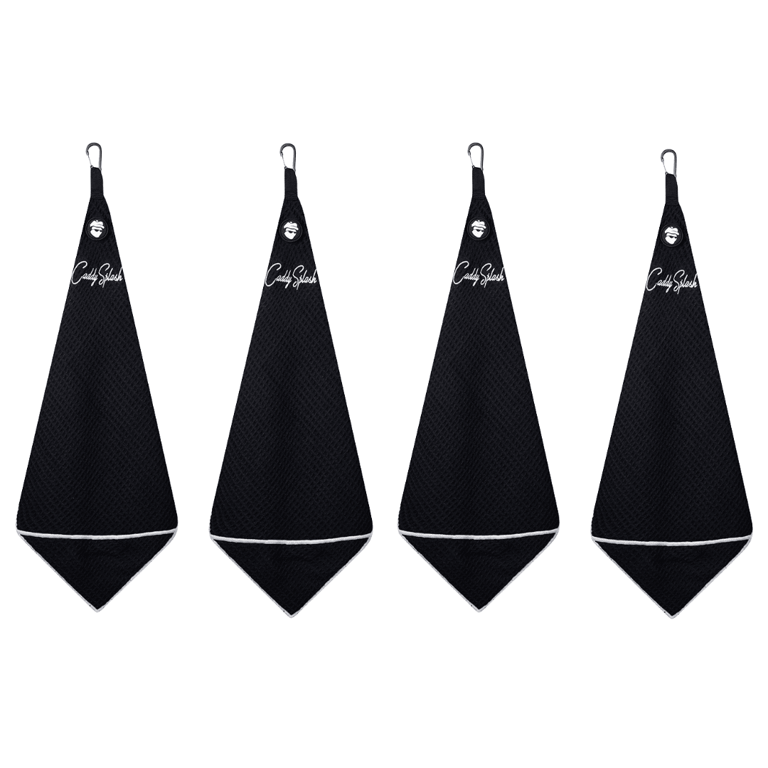 Magnetic Golf Towel with Ball Pocket - Black