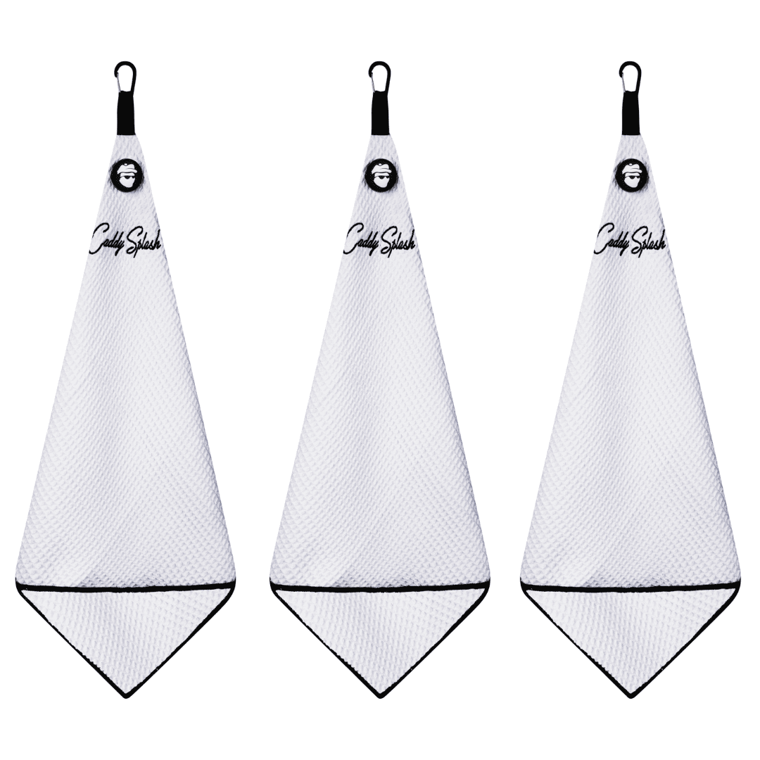 Magnetic Golf Towel with Ball Pocket - White