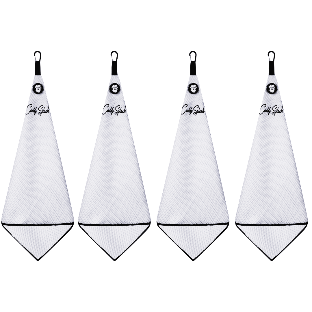 Magnetic Golf Towel with Ball Pocket - White
