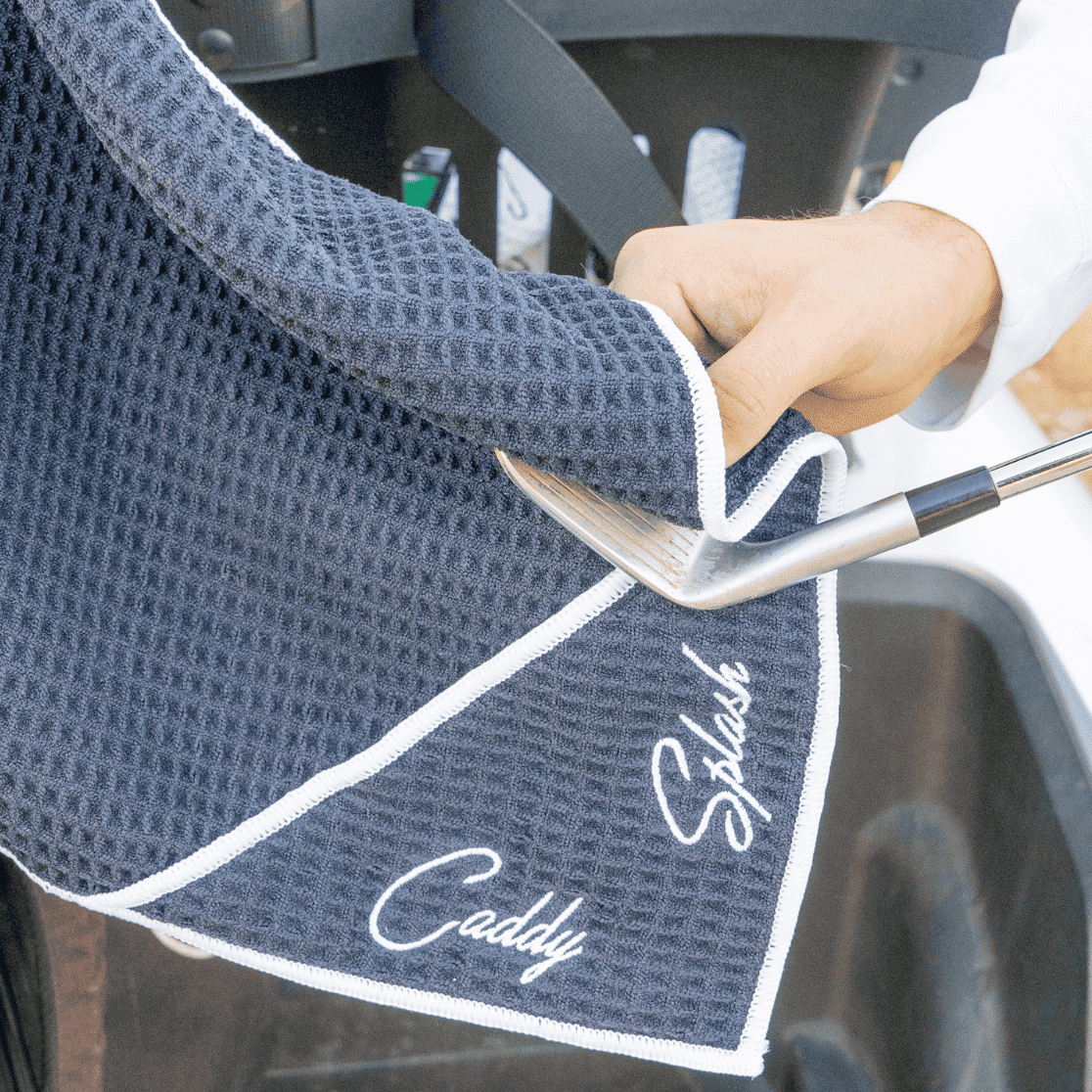 Magnetic Golf Towel with Ball Pocket - Black