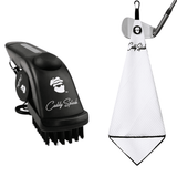 Golf Pocket Mag Towel - White + Golf Club Water Brush Pro Bundle