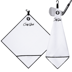 Magnetic Golf Towel with Ball Pocket - White