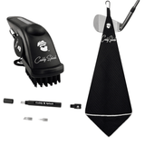 Deluxe Golf Club Cleaning Kit: Club Cleaner, Groove Sharpener & Magnetic Towel