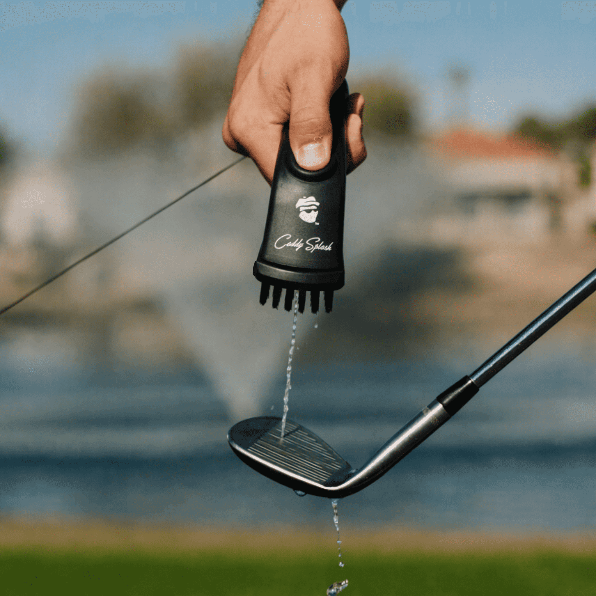 Golf Pocket Mag Towel - Black + Golf Club Water Brush Pro Bundle