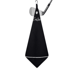 Magnetic Golf Towel with Ball Pocket - Black