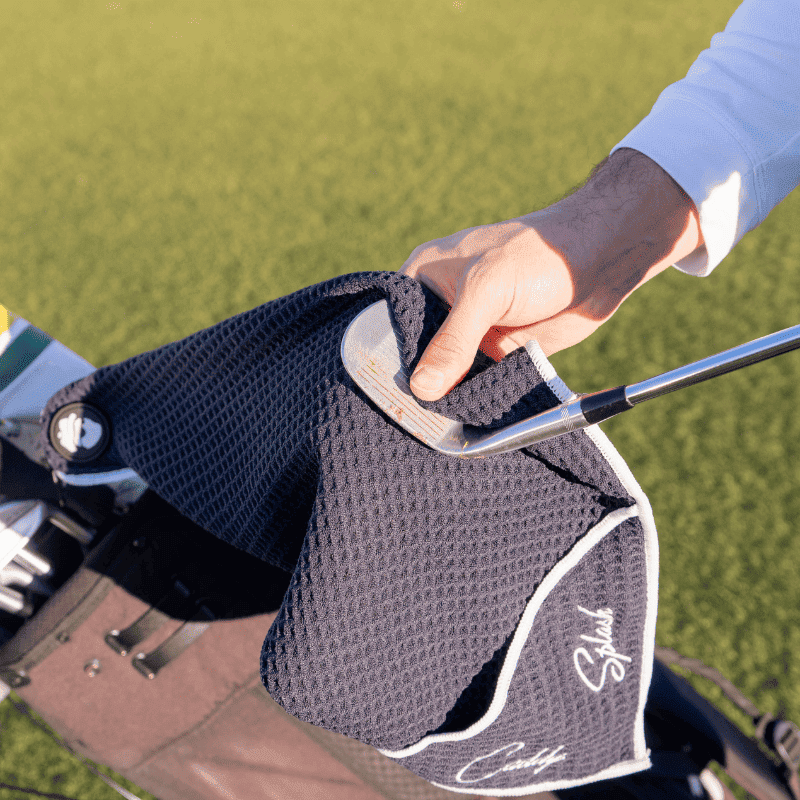 Golf Pocket Mag Towel - Black + Golf Club Water Brush Pro Bundle