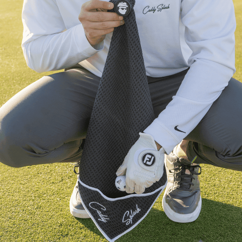 Golf Pocket Mag Towel - Black + Golf Club Water Brush Pro Bundle