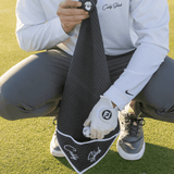 Golf Pocket Mag Towel - Black + Golf Club Water Brush Pro Bundle