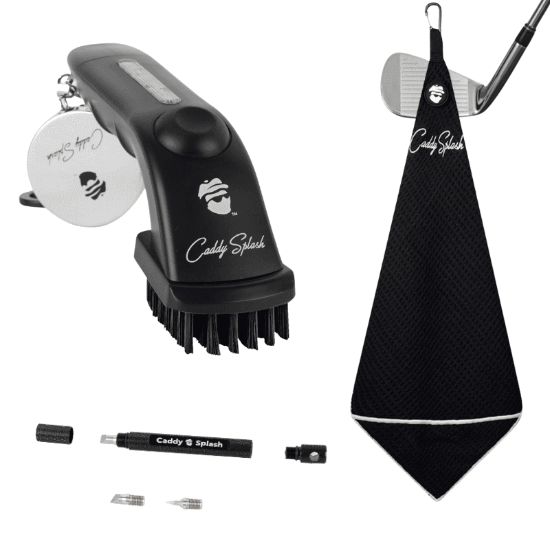 Deluxe Golf Club Cleaning Kit: Club Cleaner, Groove Sharpener & Magnetic Towel
