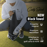 Magnetic Golf Towel with Ball Pocket - Black