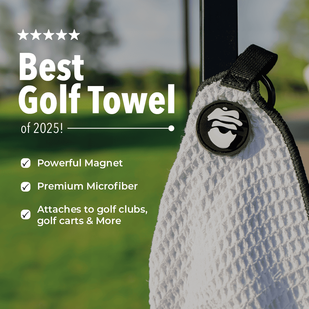 Magnetic Golf Towel with Ball Pocket - White