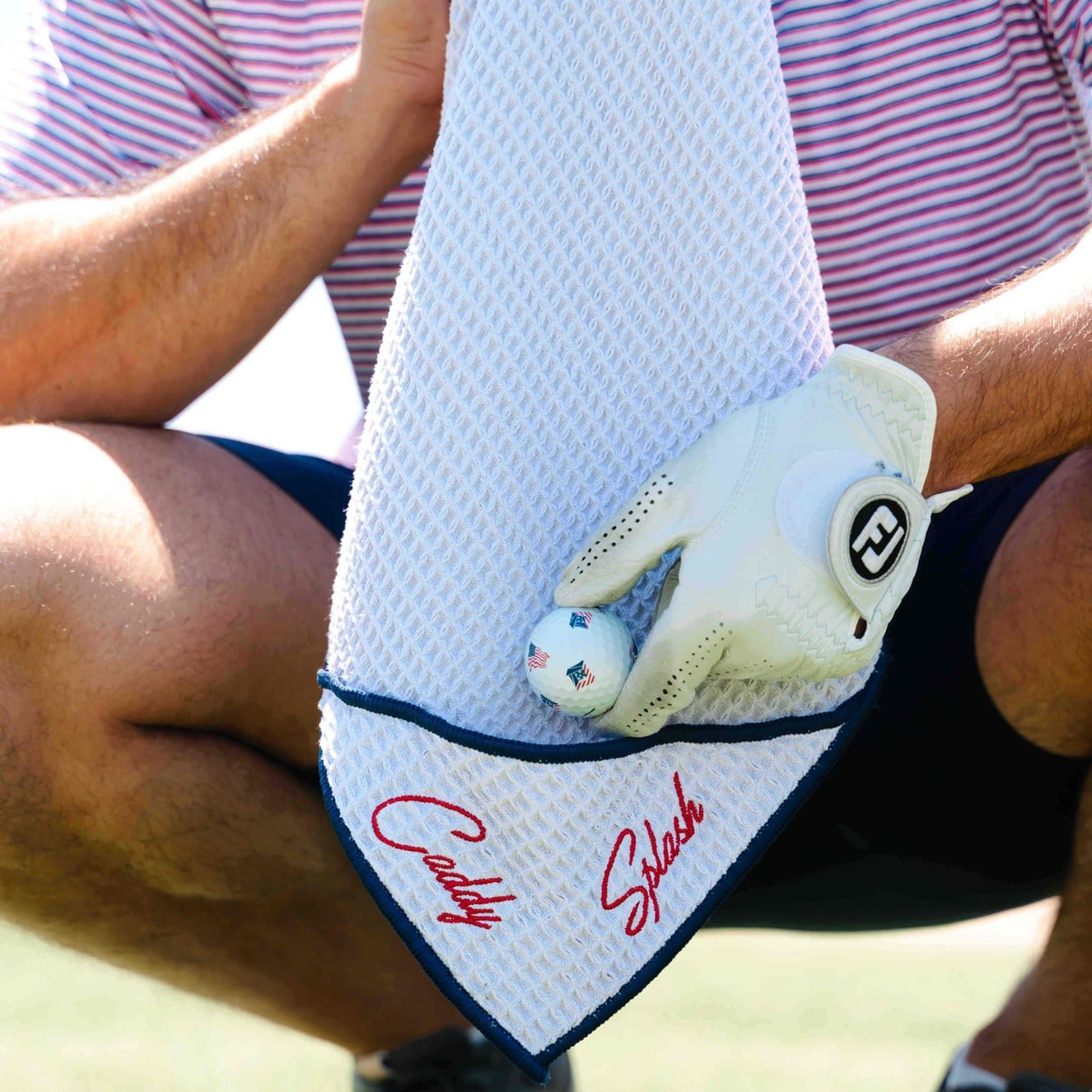 Magnetic Golf Towel with Ball Pocket - USA