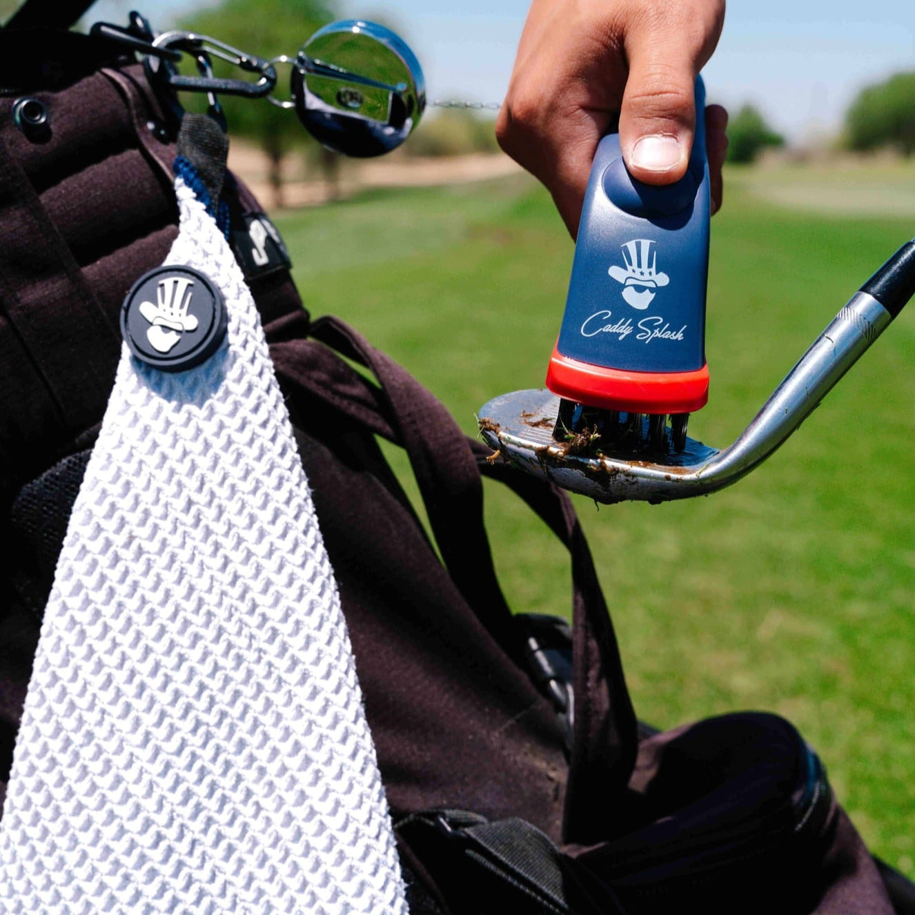 Magnetic Golf Towel with Ball Pocket - USA