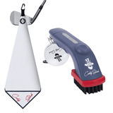 Golf towel, brush, and ball retriever with 'Caddy Splash' branding on a white background
