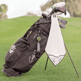 Golf Pocket Mag Towel - White + Golf Club Water Brush Pro Bundle