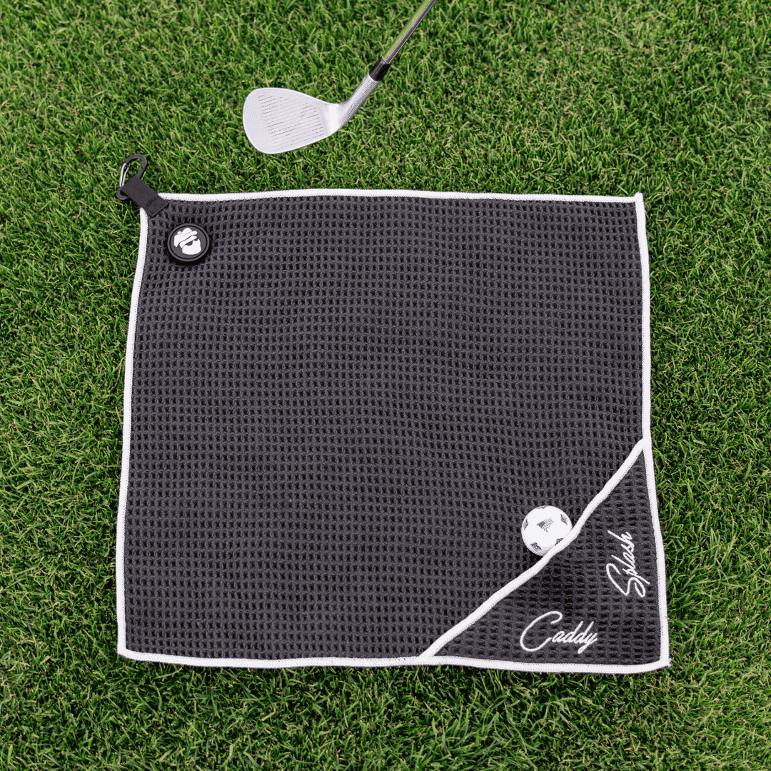 Magnetic Golf Towel with Ball Pocket - Black