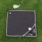 Magnetic Golf Towel with Ball Pocket - Black