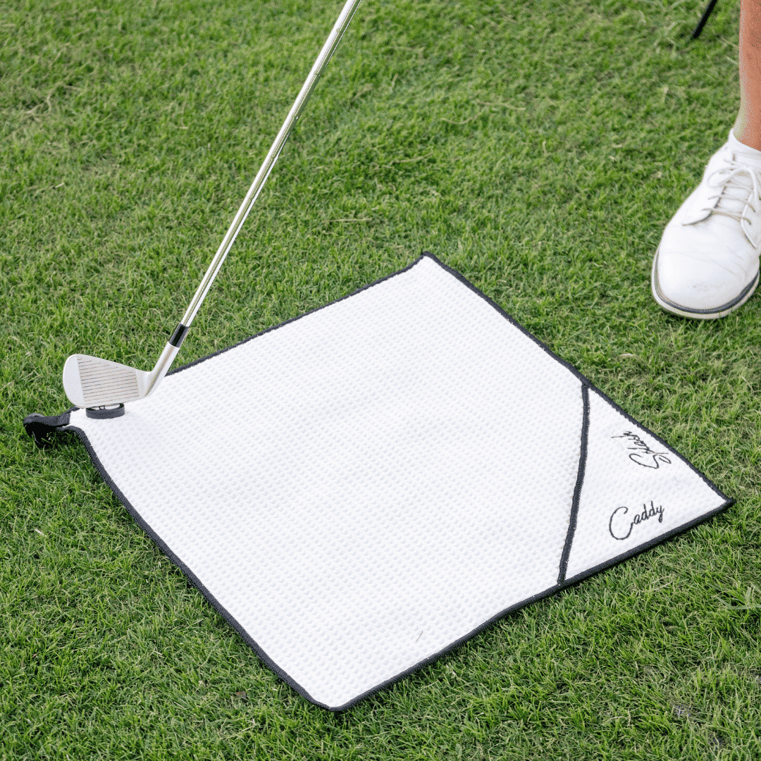 Magnetic Golf Towel with Ball Pocket - White