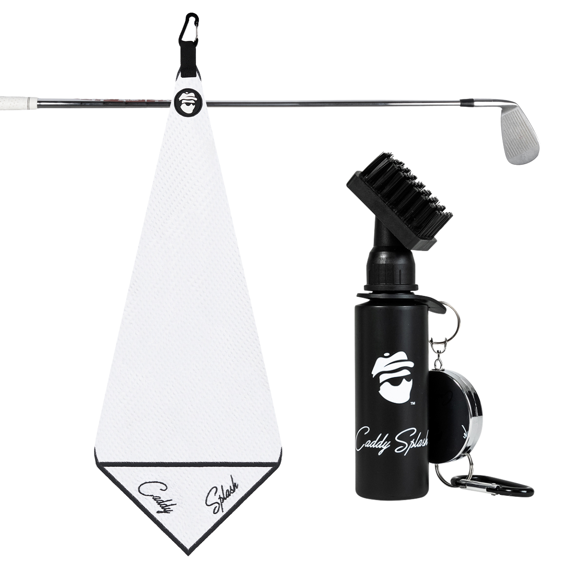 Pocket Mag Towel (White) + Original Golf Club Water Brush (Black)