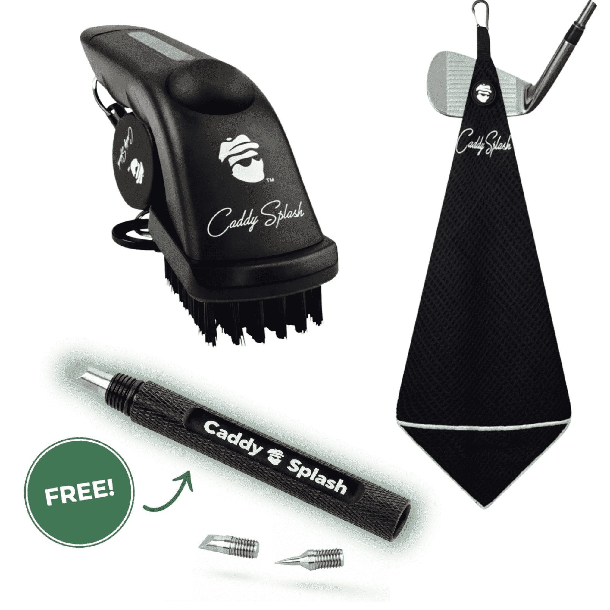 Deluxe Golf Club Cleaning Kit: Club Cleaner, Magnetic Towel & FREE Groove Sharpener