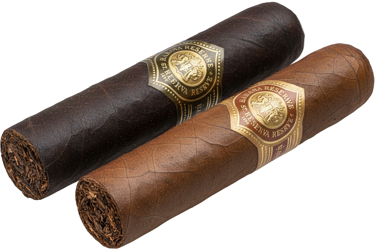 show 2 cigars next to each other with a trnaspent background